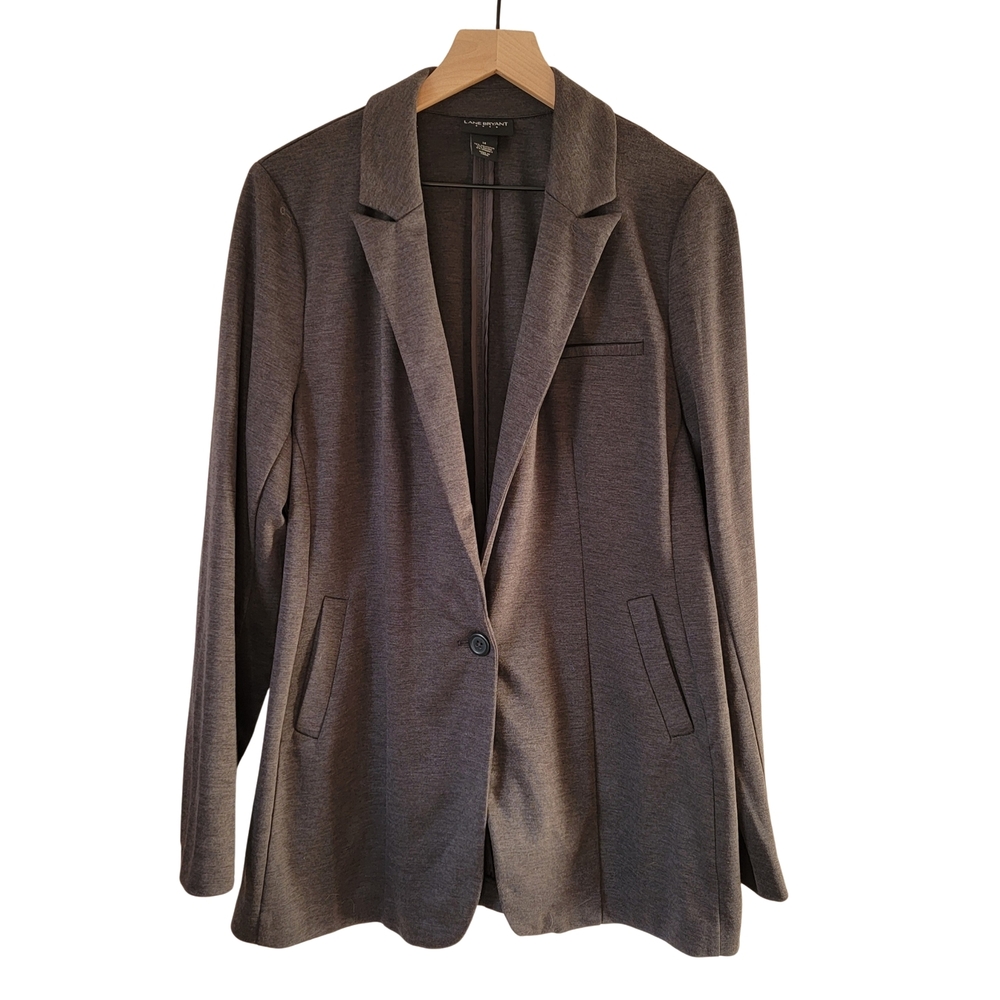 Lane Bryant Dark Gray Blazer Slant Pockets Size 14